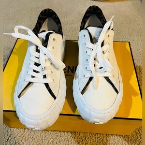 Fendi White and Black and Brown Womens sneaker
